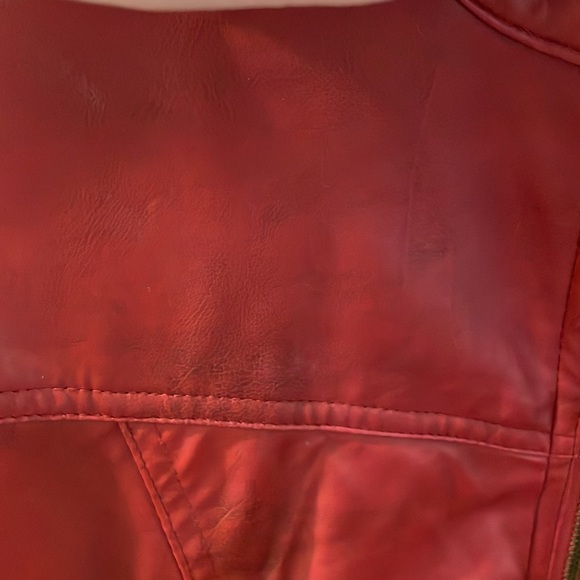 Vintage Red Faux Leather Jacket Size M - Picture 11 of 16